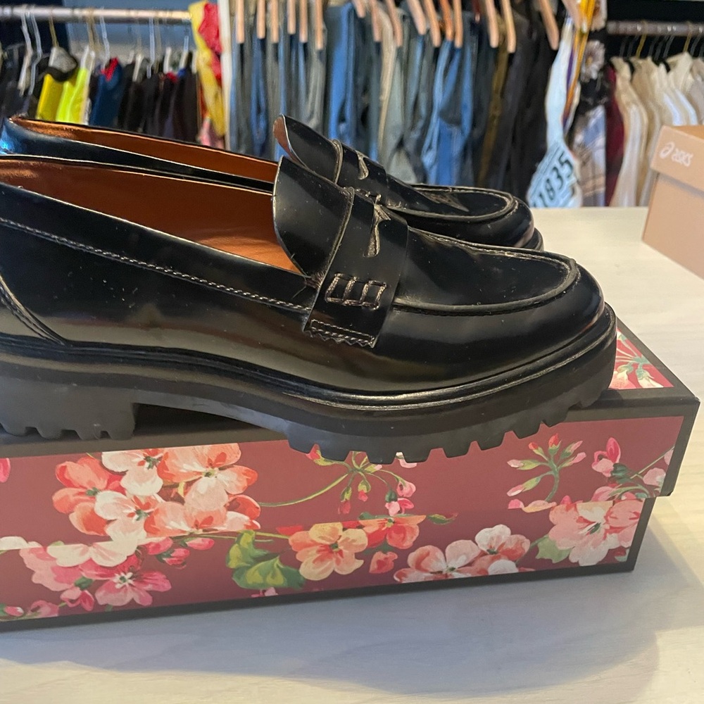 Reformation Agathea Black Chunky Sole Loafer